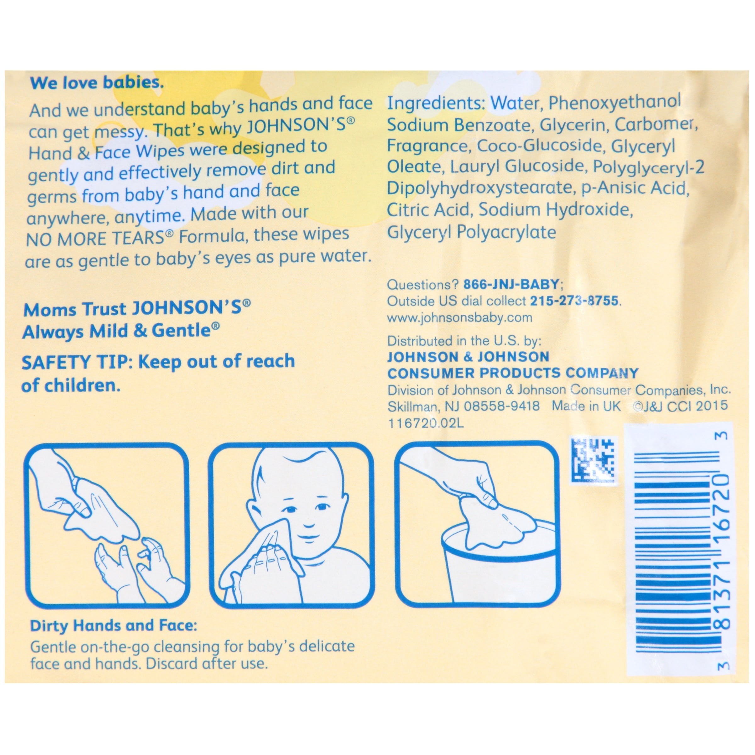 johnson's baby hand and face wipes