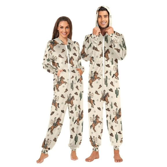 joogoo Cactus Cowboys Unisex Adults Onesies Pajamas Jumpsuits L