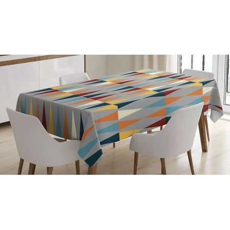

Ambesonne Retro Tablecloth Rectangular Table Cover Triangles Diamond Motifs 60 x90 Multicolor