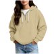 thumbnail image 1 of Ounisa Womens Hoodies Casual Long Sleeve Drawstring Waffle Pullover Tops Loose Hooded Sweatshirt with Pocket, 1 of 8