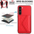 thumbnail image 5 of Allytech Galaxy S23 Wallet Case with Shoulder Strap, RFID Blocking Luxury PU Leather Shockproof Cards Slots Stand Anti-Scratch Magnetic Closure Phone Case for Samsung Galaxy S23, Red, 5 of 9