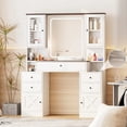 thumbnail image 1 of White Vanity Desk with Mirror and Lights,Makeup Vanity with RGB Lights and Power Strip,Makeup Desk Vanity Table with 5 Drawers My Lux Decor Round, 1 of 9