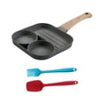 thumbnail image 3 of Sartén para huevos, utensilios de cocina antiadherentes, sartén redonda para parrilla, mango de madera para el hogar, olla para huevos, sartén para dos agujeros, 3 of 9