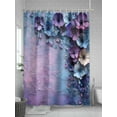 thumbnail image 5 of Fsddascl Purple Floral Shower Curtain Set - Extra Long 72" x 96" Bathtub Curtain with 12 Hooks, Retro Flowers Mottled Pastoral Botanical Waterproof Fabric Stall Shower Curtains for Bathroom/Bathtub, 5 of 6