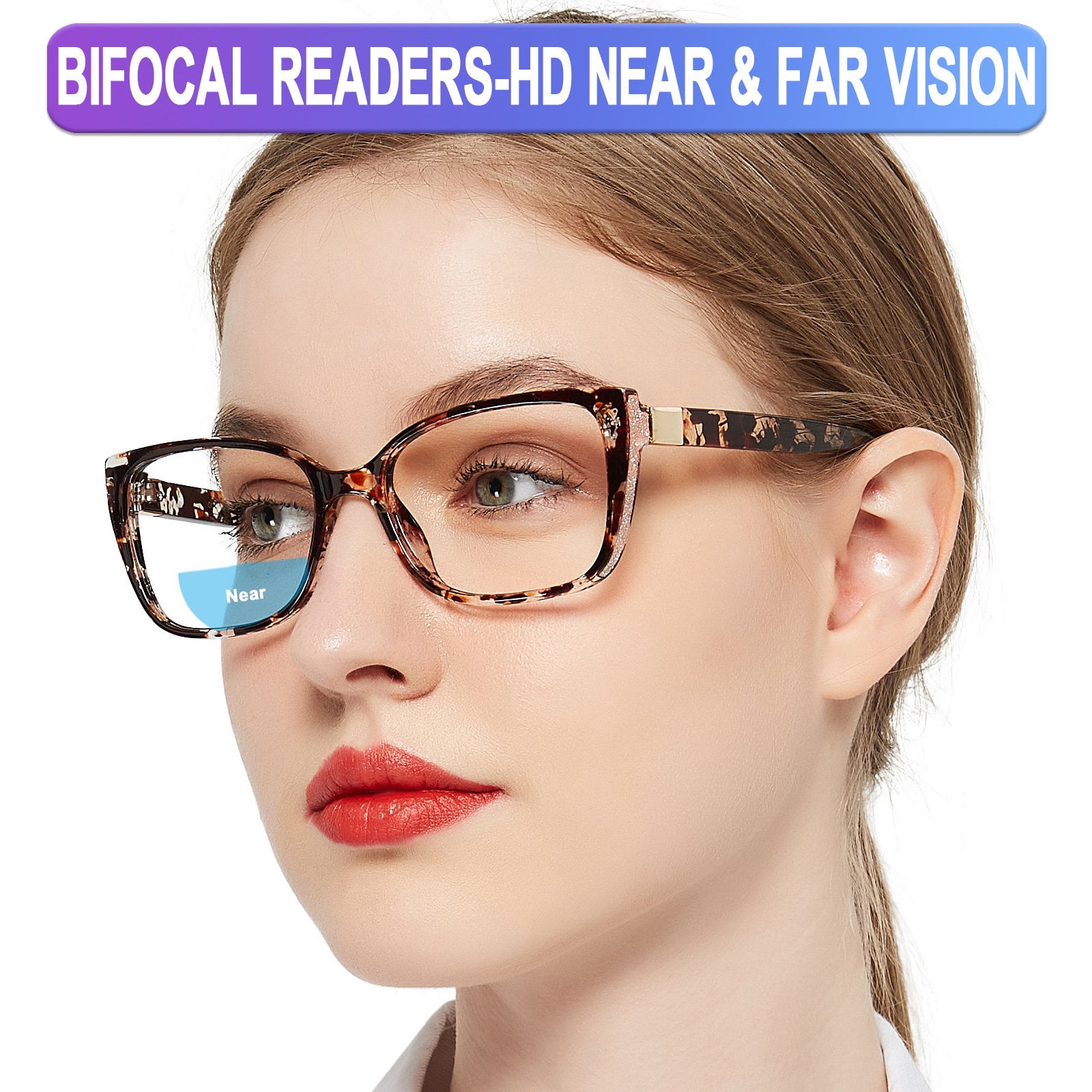 OCCI CHIARI Bifocal Reading Glasses for Women Square Sturdy Readers        (Brown, ) Near Far Vision Dual-use, Acrylic  Lens 