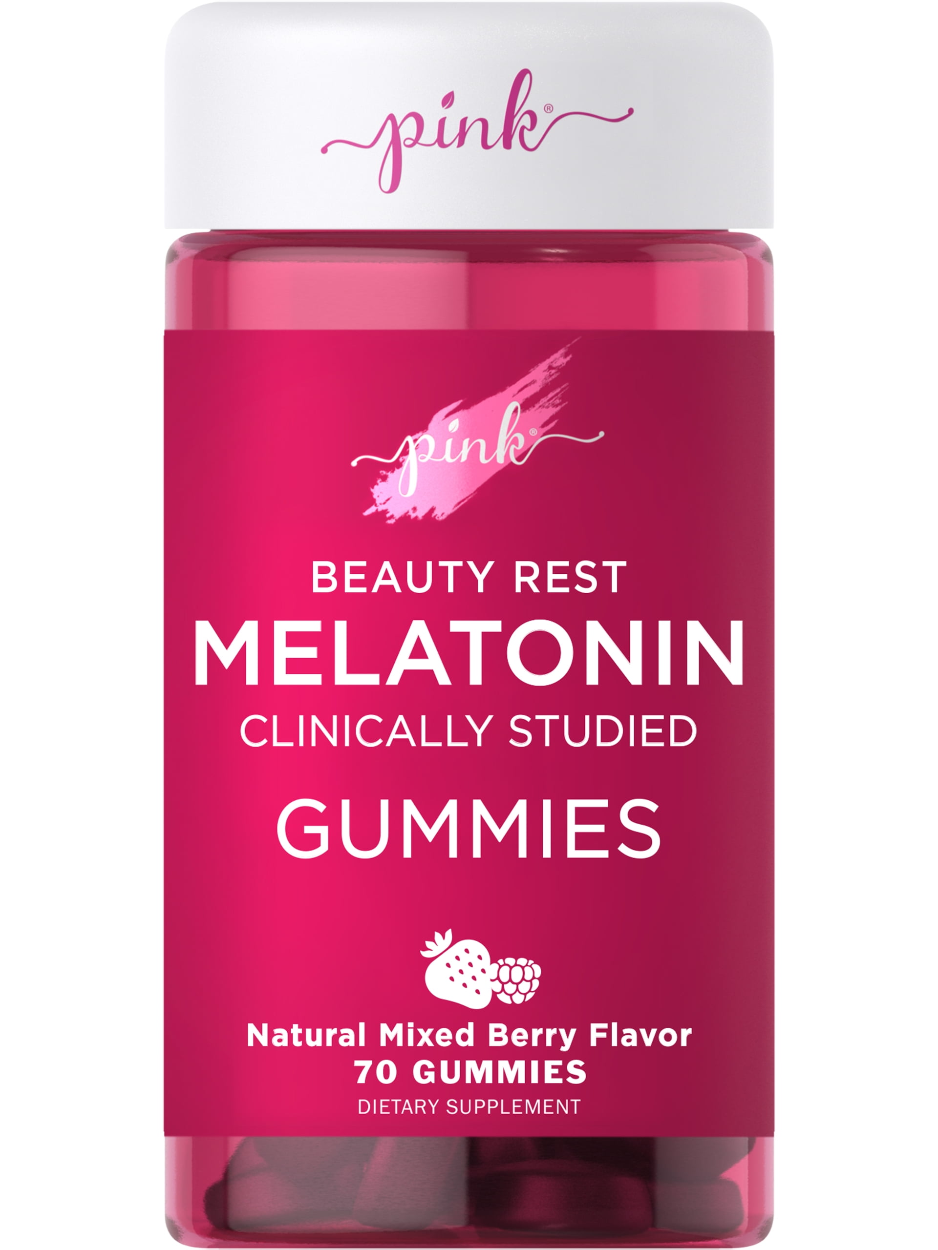 Pink Melatonin Gummies 10mg | Max Potency | 70 Vegan, Non-GMO & Gluten Free Gummies | Mixed Berry Flavor