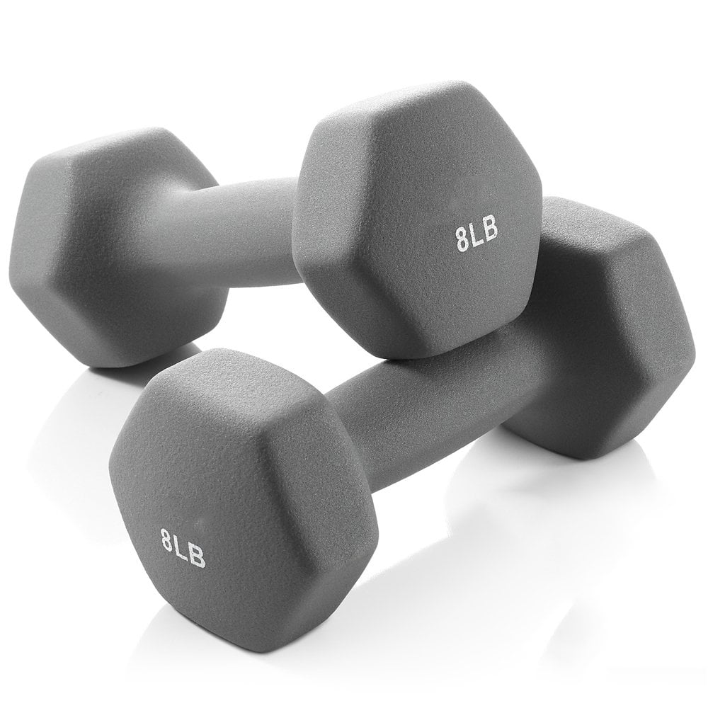 Fitness Set of 2 Neoprene Dumbbell Hand Weights, AntiSlip, Hand