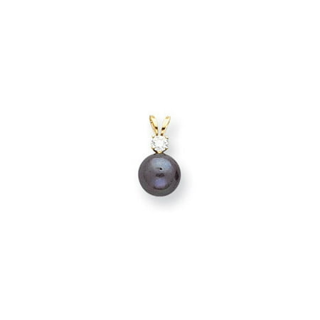 Jewelryweb 14k 7mm Cultured Pearl Diamond Pendant