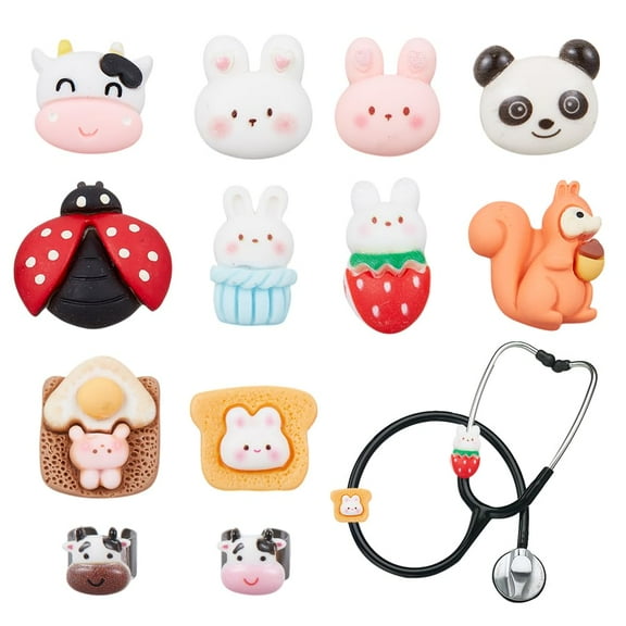 12Pcs Squirrel Stethoscope Charms 0.4~1 Inch Rabbit Stethoscopes Tag Alloy Ladybug Pendant ID Name Tag Charm Stethoscope Charms Stethoscopes Accessories for Doctor Nurse Medical Assistant