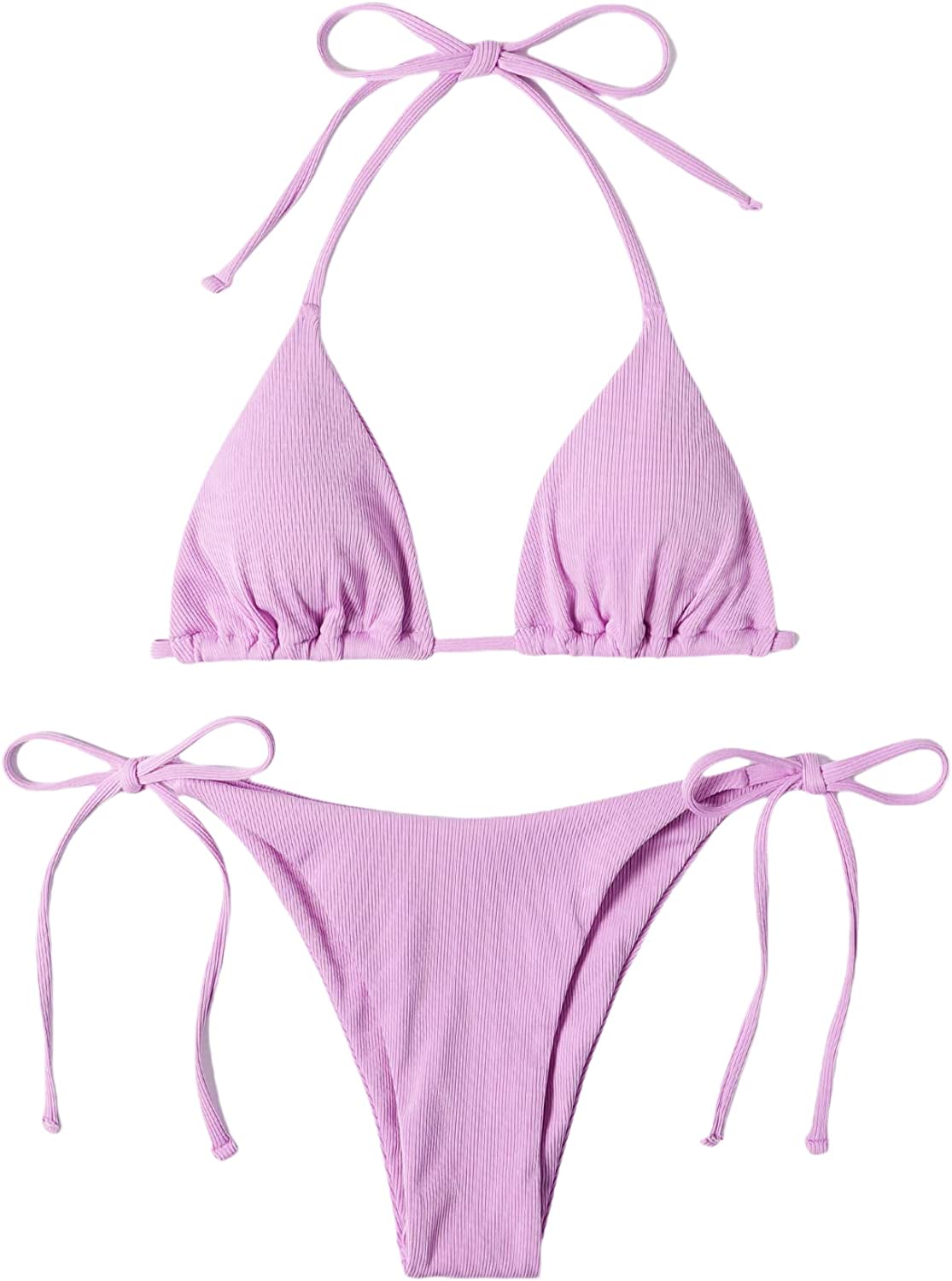 Women's Gradient Halter Bikini Set – Tie Side Triangle String Swimsuit 2 Piece - View #3