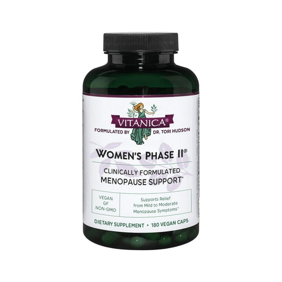 Vitanica Women's Phase II, Menopause Support, Vegan, 180 Capsules