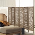 thumbnail image 4 of Hofitlead 6 Panel Carved Wood Room Divider, 5.6ft Tall Super Wide Folding Privacy Screen, Boho Room Divider, Divider for Room Separation, Decorative Room Divider (Brown), 4 of 8