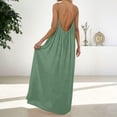 thumbnail image 5 of Women's Backless Maxi Dress, Solid Color Spaghetti Strap Loose Fit Long Dress, Casual Sleeveless Beach Dress for Vacation, Summer and Daily Wear Light Green XXXXXL, 5 of 8