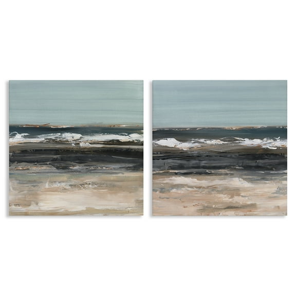 Stupell Industries Summer Waves Abstract Abstract Painting Wrapped Canvas Art Print Wall Art, 17 x 17, Set of 2