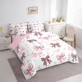 thumbnail image 3 of jejeloiu Cheetah Pattern Bow 7 Pieces Bedding Comforter Set,Cute Ribbon Bow Tie Full Bedding Set For Girl Teens Reversible, 3 of 8