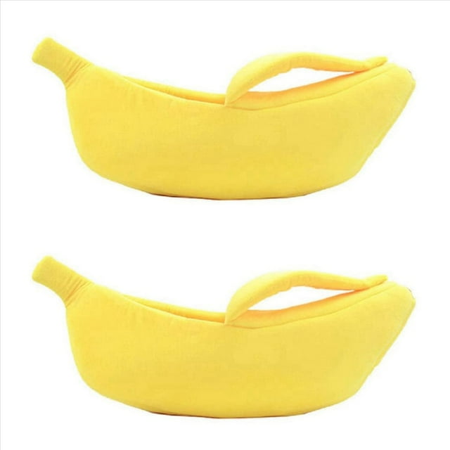 2X Cama de PláTano para Gatos, Cama para Mascotas, Cama Suave para Gatos, Cama Encantadora para Gatos, Conejos y Perros PequeñOs, Color Amarillo