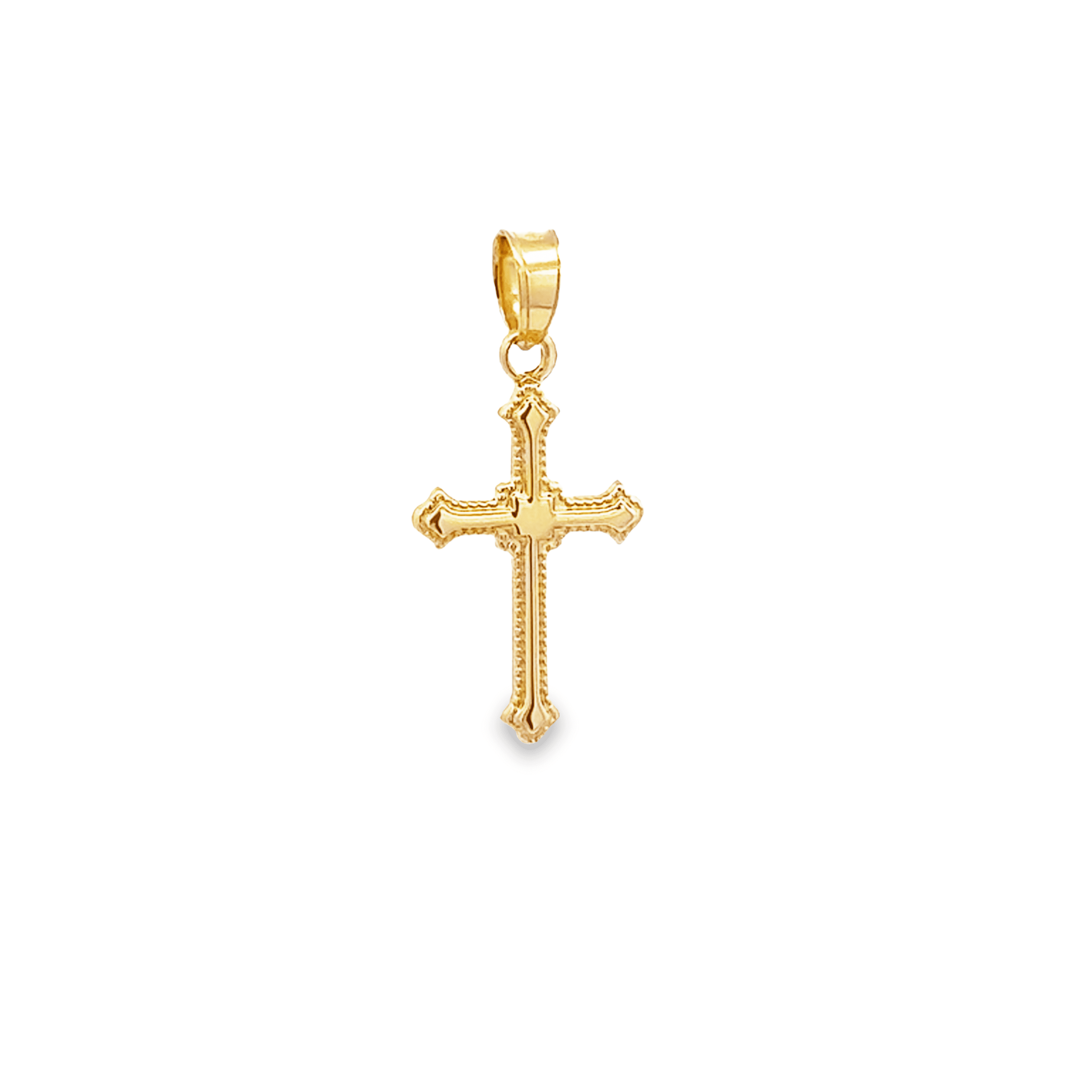 Brilliance Fine Jewelry 14 KT Yellow Gold Beaded Edge Cross
