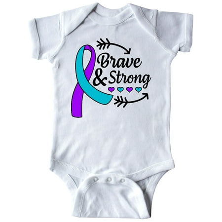 

Inktastic Suicide Prevention Awareness Brave and Strong with Arrows Gift Baby Boy or Baby Girl Bodysuit