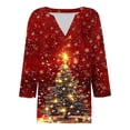 thumbnail image 4 of Craaazy Women's Casual Christmas Shirts V-Neck 3/4 Sleeve Fashion Tops Gifts, 4 of 5