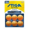 Stiga Three-Star 6-Pack Table Tennis Balls, Orange