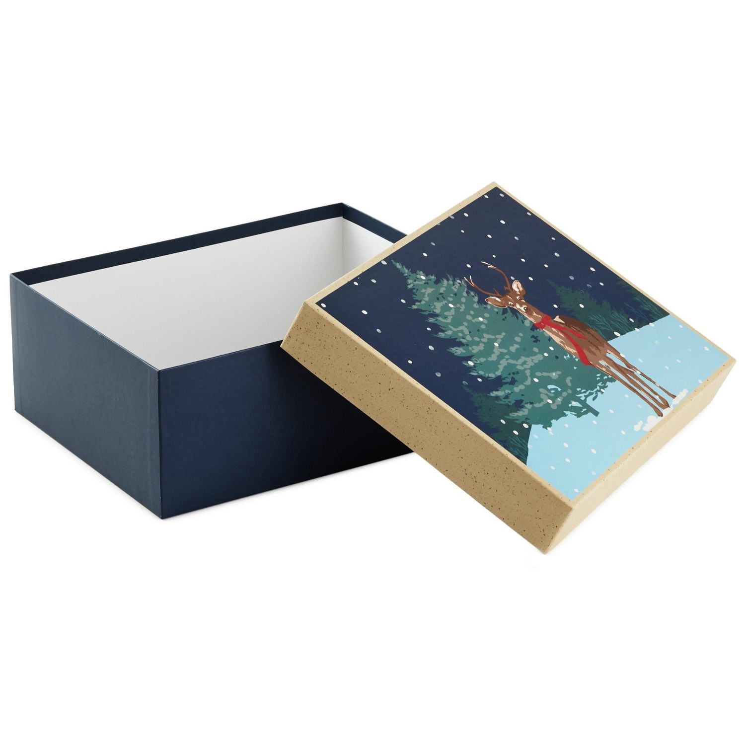 Hallmark Large Christmas Gift Box with Lid (Reindeer in the Snow)