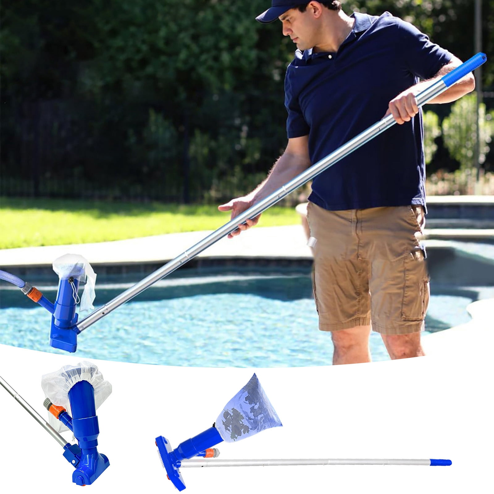 Above Ground Pool Vacuum Kit - 4-Section 59" Telescopic Pole with Jet Cleaner & Brush for Spas, Ponds, Lakes & Fountain Maintenance