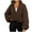 Brown1, variant on Lmnyox Trendy Sweatshirts for Women Oversized Long Sleeve Zipper Up Jackets Fleece Cropped Coat Fashion Clothes