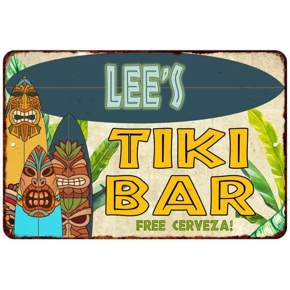 Lee's TIKI BAR Island Gift Sign Metal Wall Decor 8x12 108120058300