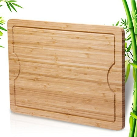 Best Bamboo Wood Cutting Board - Large 2-Sided Chopping Board with Drip Groove - Eco-Friendly, Antibacterial,