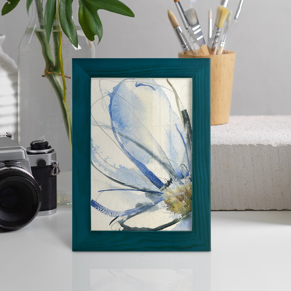 Cobalt & Paynes Petals I - Framed Print w/glass - Ocean Blue