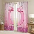 thumbnail image 2 of jejeloiu Personalized Gifts Bow Black Out Curtains,Letter O Curtains Pack of 2 (42x63 Each),Pink Bling Print Bedroom Curtains For Children,Lightweight Room Decoration, 2 of 6