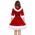 thumbnail image 6 of KICILVS Mrs Claus Costume for Women Fuzzy Trim Christmas Dress Holiday Party Outfit for Festive Events and Gatherings, 6 of 9