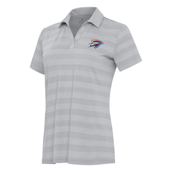Women's Antigua Gray Oklahoma City Thunder Tunnel Polo