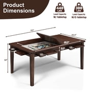 Avocahom Solid Wood Board Game Table for 4–6 with Removable Top, 54 x 31 Gaming Surface, Game Mat, 6 Cup Holders & Hobby Tray – Convertible Gaming and Dining Table for D&D , Card Game and Puzzle