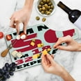thumbnail image 4 of 50th Birthday Cutting Board, Birthday Slogan Forever 18 Experience Age and Life, Decorative Tempered Glass Cutting and Serving Board, Wine Bottle Shape, Red Black White, by Ambesonne, 4 of 5