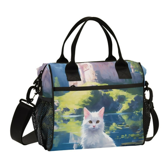 Cats Castle Pool Leaves Grass Cooler Bag Lunch Bag Soft Cooler Cooling Tote Insulated Lunch Box for Adult Men Women