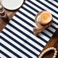 thumbnail image 3 of Navy Blue Table Runner 70 Inches, Nautical Coastal Sea Abstract Art Bed Runner Dresser Scarves Tabletop for Indoor Outdoor Parties/Ceremony/Banquet, 13" x 70", 3 of 8