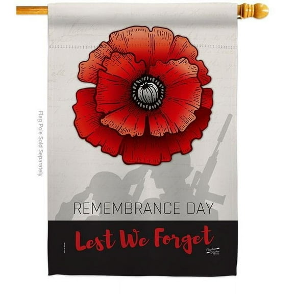 Angeleno Heritage  28 x 40 in. Remembrance Day House Flag with Armed Forces Veterans Double-Sided Decorative Vertical Decoration Banner Garden Yard Gift