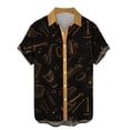 thumbnail image 1 of Camisas Para Hombre Moda de verano para hombre Ocio Personalidad Instrumentos musicales Digital 3D Impreso Botones Camisas de manga corta (Khaki, XXL), 1 of 4