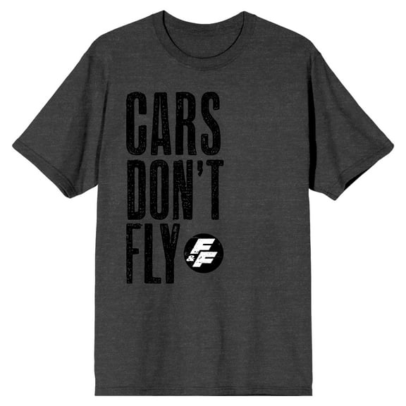 The Fast & the Furious Cars Don't Fly Men's Charcoal Gray Graphic Tee-Medium