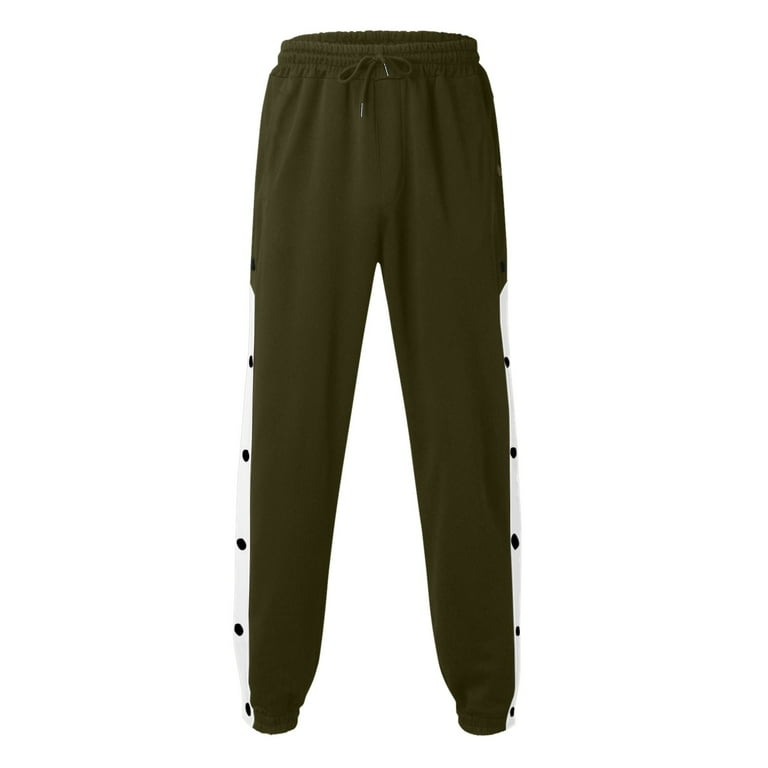 ZMHEGW Pants Men Tear Away Basketball Training Warm Up Loose Open Leg Sweat  With Pocket Trousers 