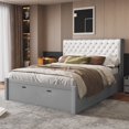 thumbnail image 2 of Euroco Wood Queen Platform Bed with Storage Headboard, Drawer and Shoe Cabinet for Living Room, Gray, 2 of 19