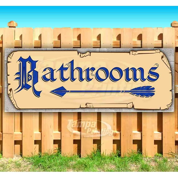 Bathrooms Arrow 13 oz Vinyl Banner With Metal Grommets