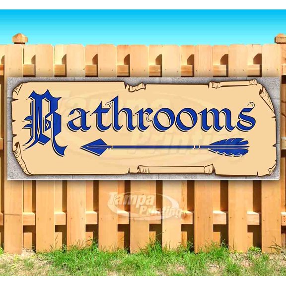 Bathrooms Arrow 13 oz Vinyl Banner With Metal Grommets