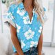 thumbnail image 1 of Fiudx Ofertas Flash Del Día Solo En Línea Blusas de Manga Corta con Estampado Hawaiano, Cómodas E Informales, a La Moda, para Mujer, 1 of 5