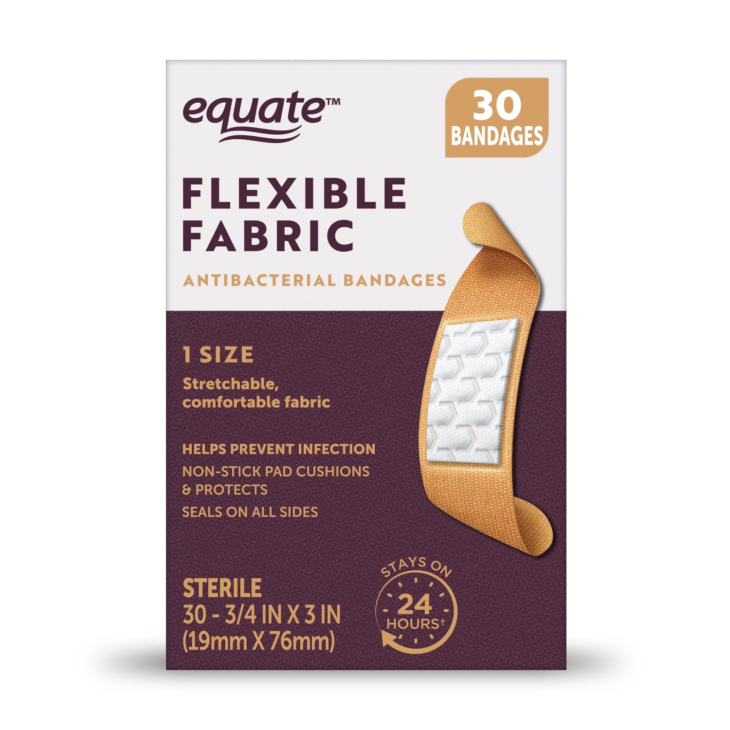 (6 pack) Equate Flexible Antibacterial Fabric Bandages