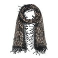 thumbnail image 3 of Lightweight Feminine teardrop fringe Vintage Lace Scarf Mesh Crochet Tassel Scarfs for Women, 3 of 4
