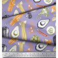 thumbnail image 2 of Soimoi Blue Heavy Satin Fabric Mixed Vegetable Decor Fabric Printed Yard 54 Inch Wide, 2 of 3