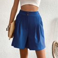 thumbnail image 5 of SWSMCLT Women's Above Knee Length Shorts Boyleg Comfy Elastic Band Slash Pocket Billowy Casual Shorts Bunched Blue Large, 5 of 5