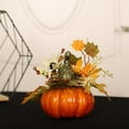 thumbnail image 4 of Cabaza artificial con flores Arreglo floral Guirnaldas de otoño Adorno de mesa para Halloween Decora Escultura de calabaza, 4 of 5